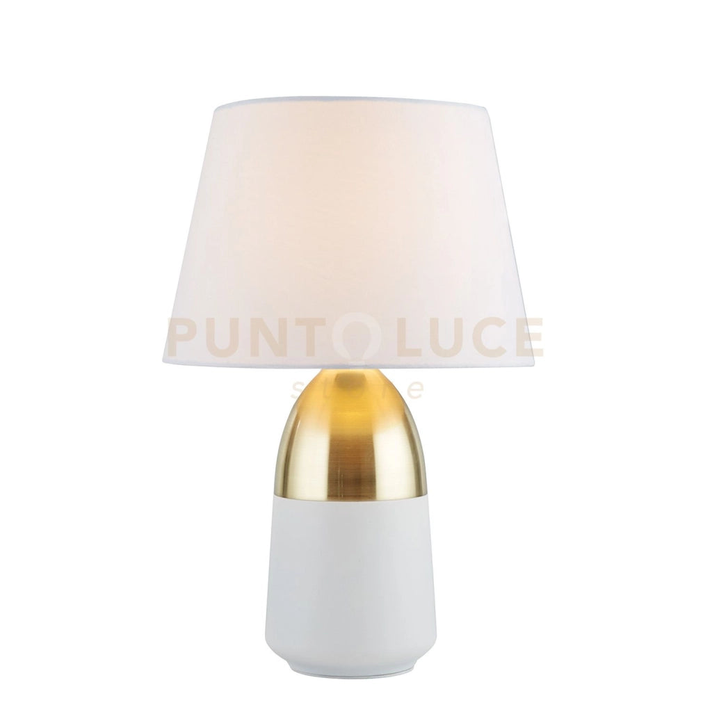 Lampada da tavolo Touch - Ottone spazzolato e paralume avorio