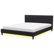 Letto 180 x 200 cm con rete a doghe in tessuto Nero con LED bianco contemporaneo