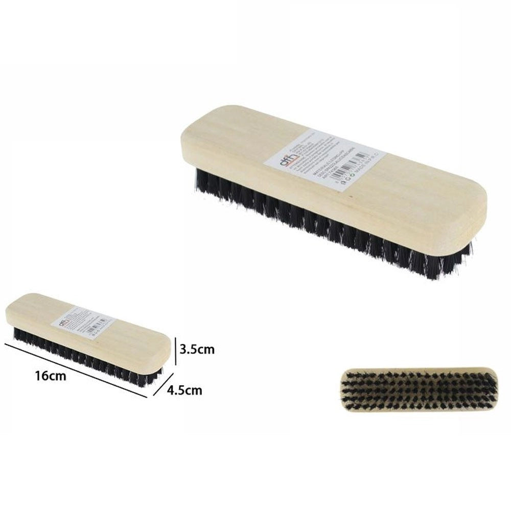 Trade Shop - 3 Pz Spazzola Per Scarpe Con Setole Per Pulizia Lucidatura Con Manico In Legno -