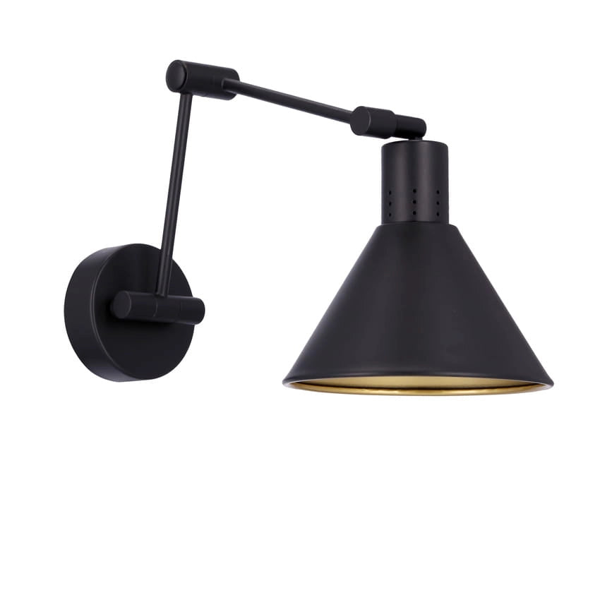 Applique Candellux Copenhagen nero oro metallo E14 orientabile
