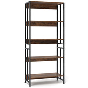 Libreria a 5 ripiani 70 x 35 x 157 cm contenitore personalizzabile e stabile stile industriale finitura marrone rustico 20_0010729