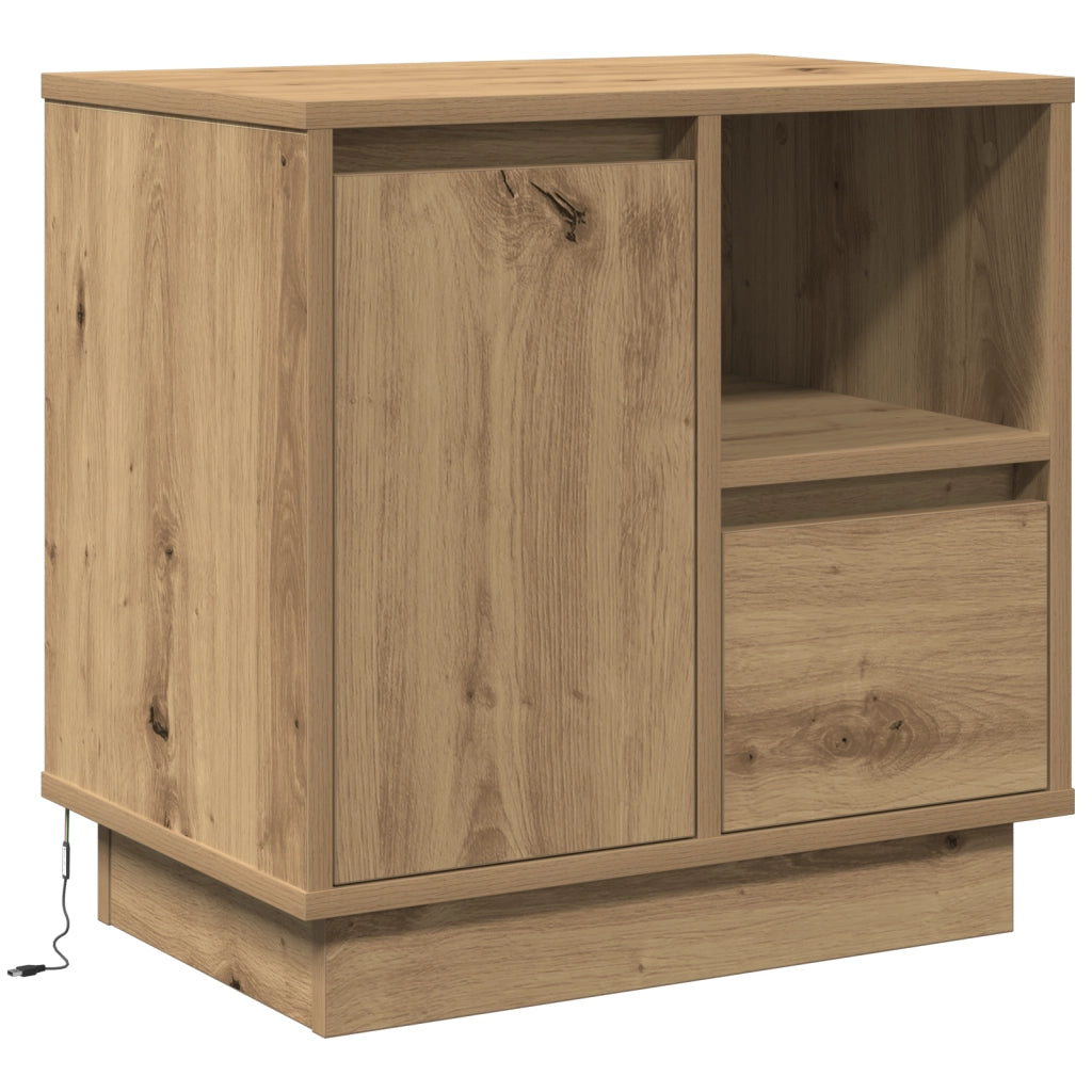 Comodino con LED Quercia Artigianale 50x34,5x50 cm