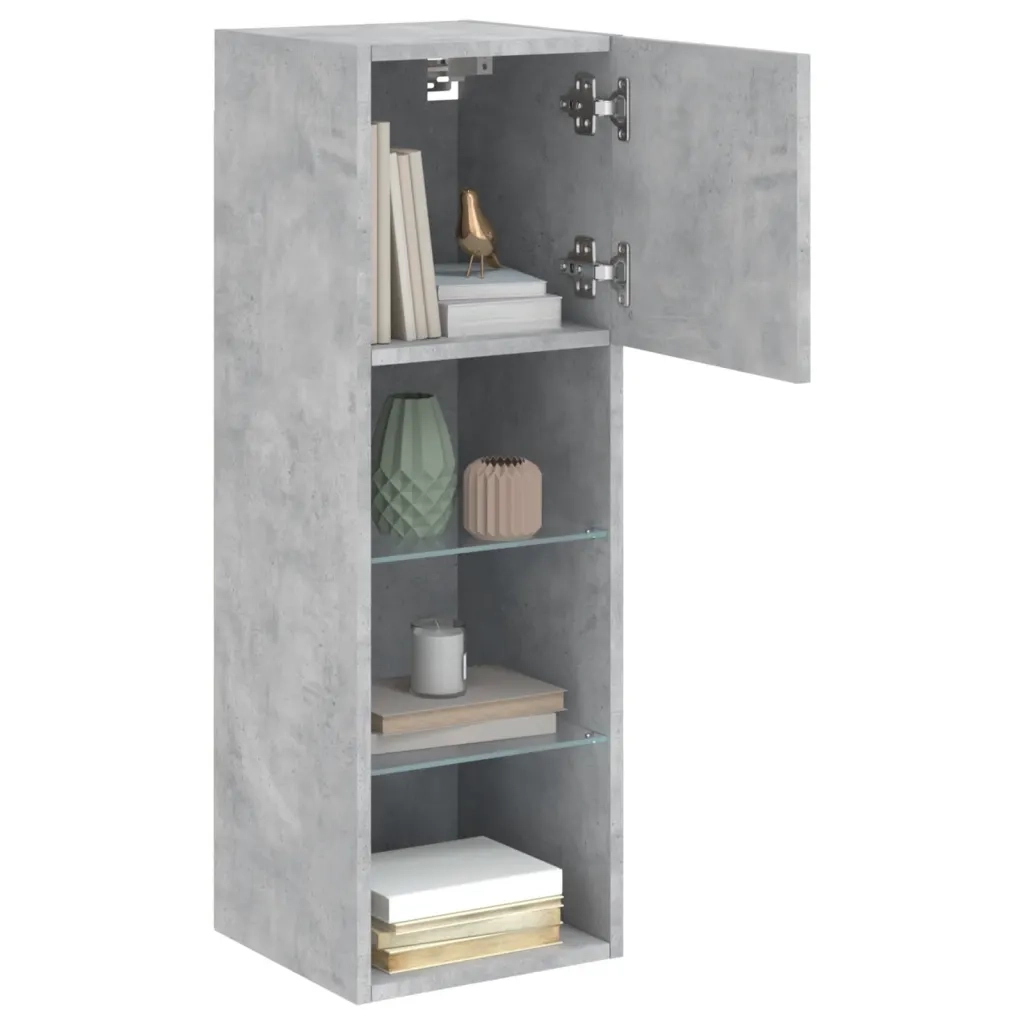 Mobile TV con Luci LED Grigio Cemento 30,5x30x90 cm 837007
