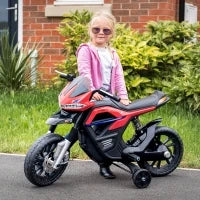 Moto Elettrica per Bambini da 6V con Rotelle, Fari e Musica, in PP e Metallo, 105x52.3x62.3 cm, Rosso