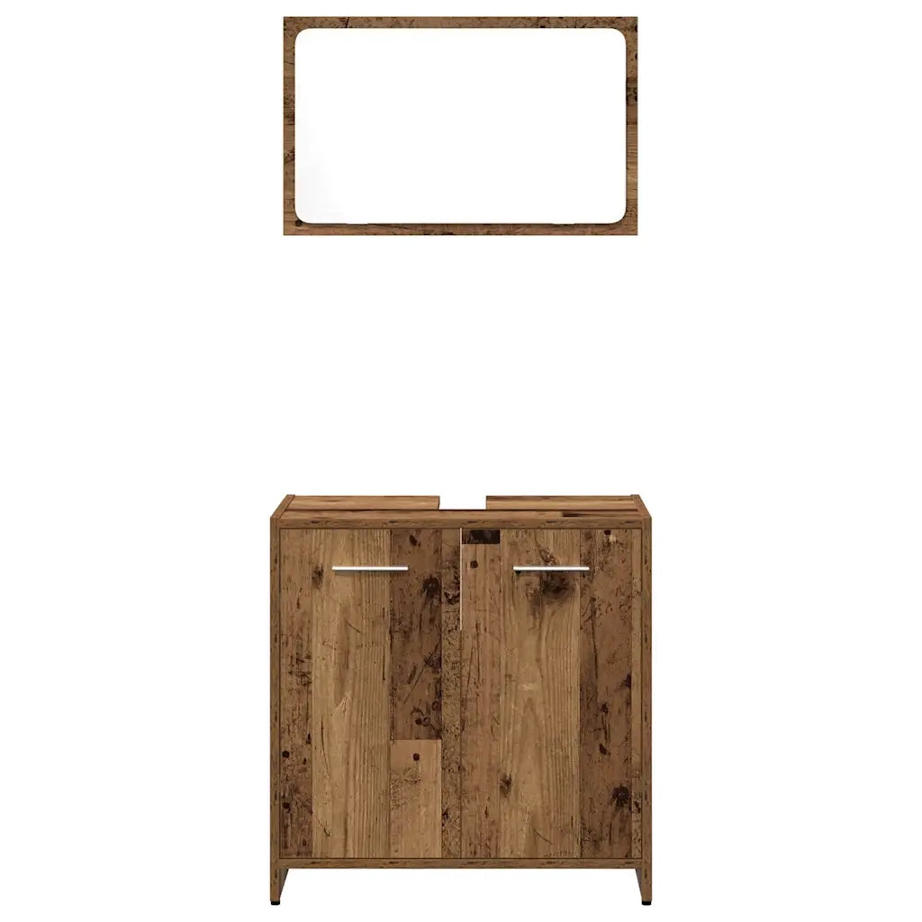 Set Mobili da Bagno | Armadio da bagno 3 pz Legno Antico in Legno Multistrato