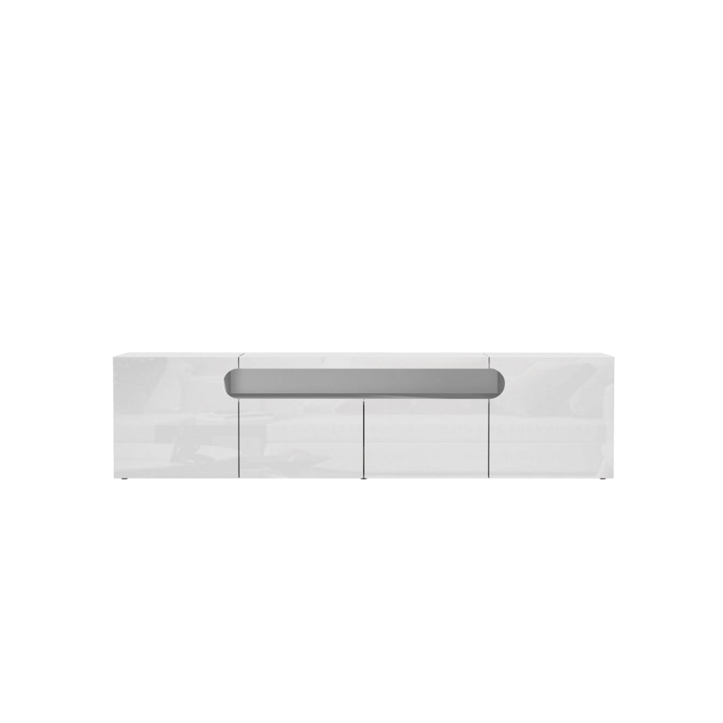WHOUS Mobile porta TV Real con 4 ante e 1 vano aperto bianco lucido 240x40x60 cm