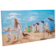 Quadro dipinto a mano con rilievo blu 60x120x3h