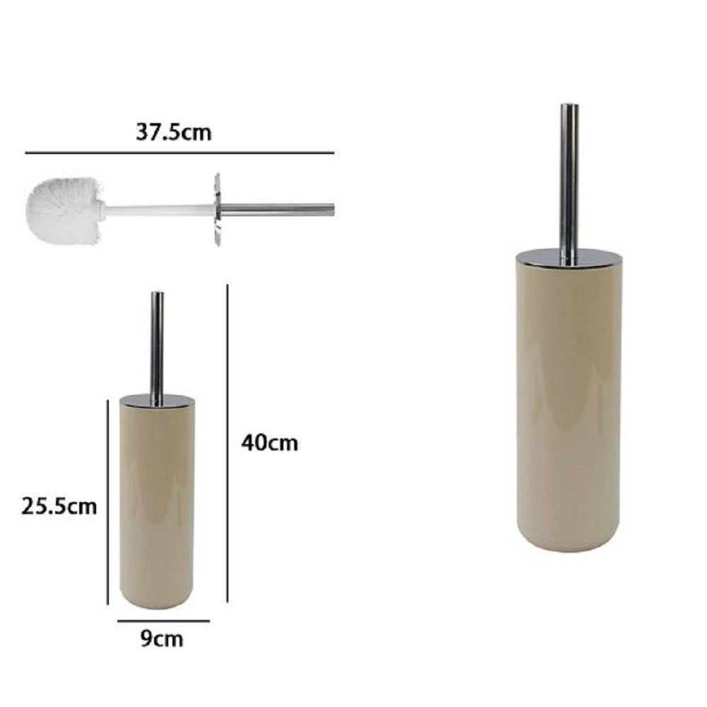Trade Shop - Portascopino Porta Scopino Con Scopettino Wc Bagno Toilette Beige Silver 79884 -