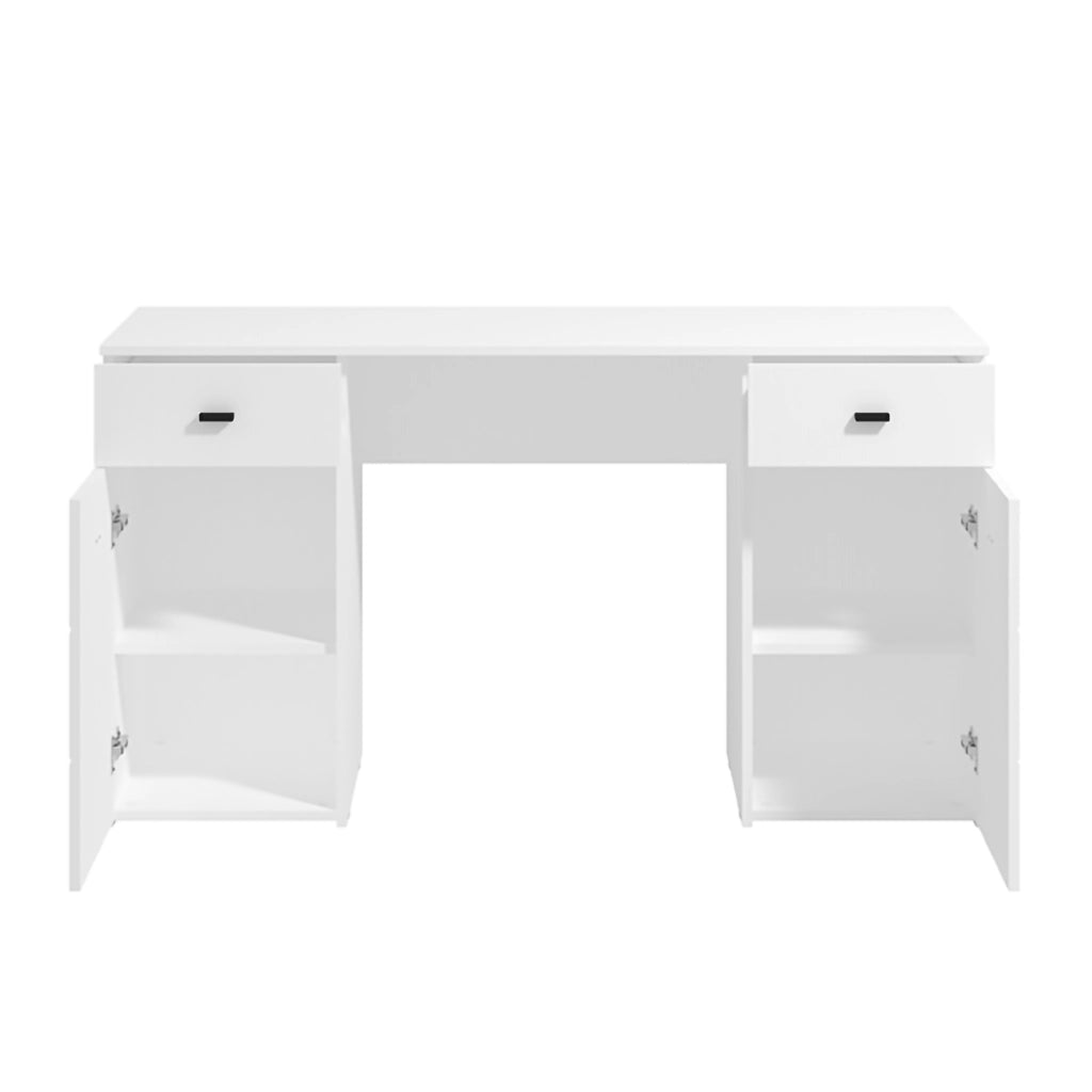 Ziro, Scrivania 2 Cassetti, 140x50x77h cm Bianco Opaco
