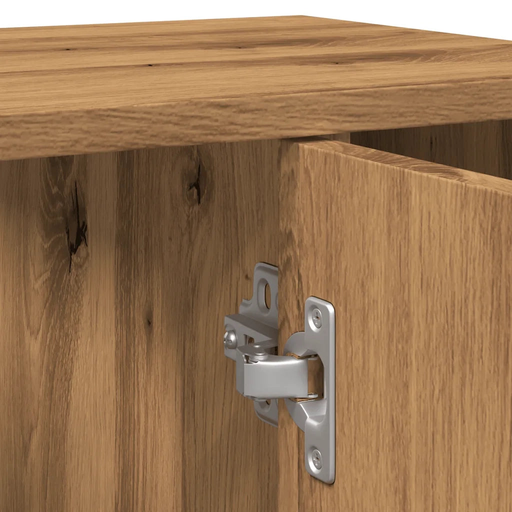 Mobiletto da bagno a parete pratico 60 x 32 x 54 cm ampio spazio contenitivo design elegante finitura in rovere ingegnerizzato realizzato artigianalmente 02_0050778