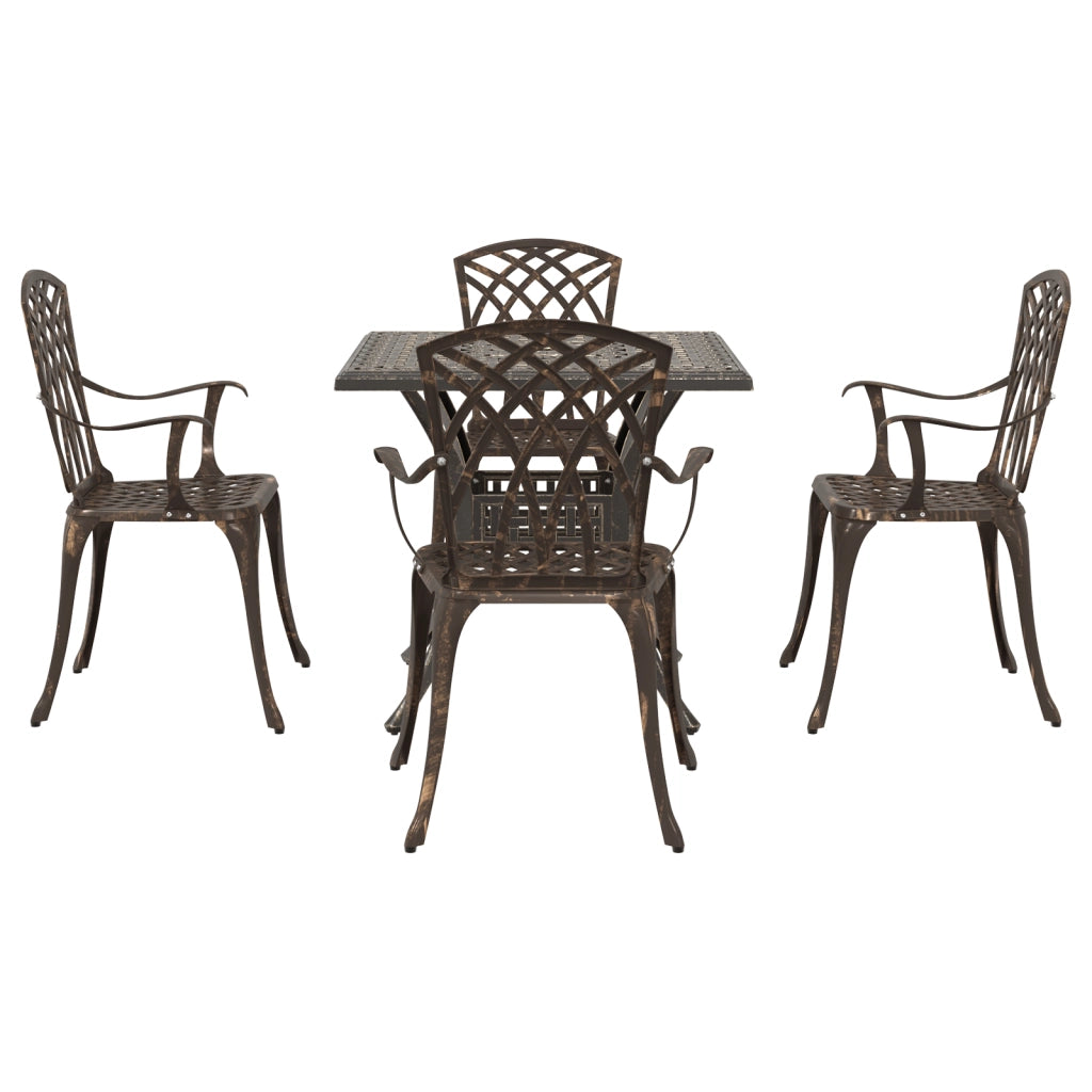 Set da pranzo da giardino in 5 pezzi in alluminio fuso bronzo