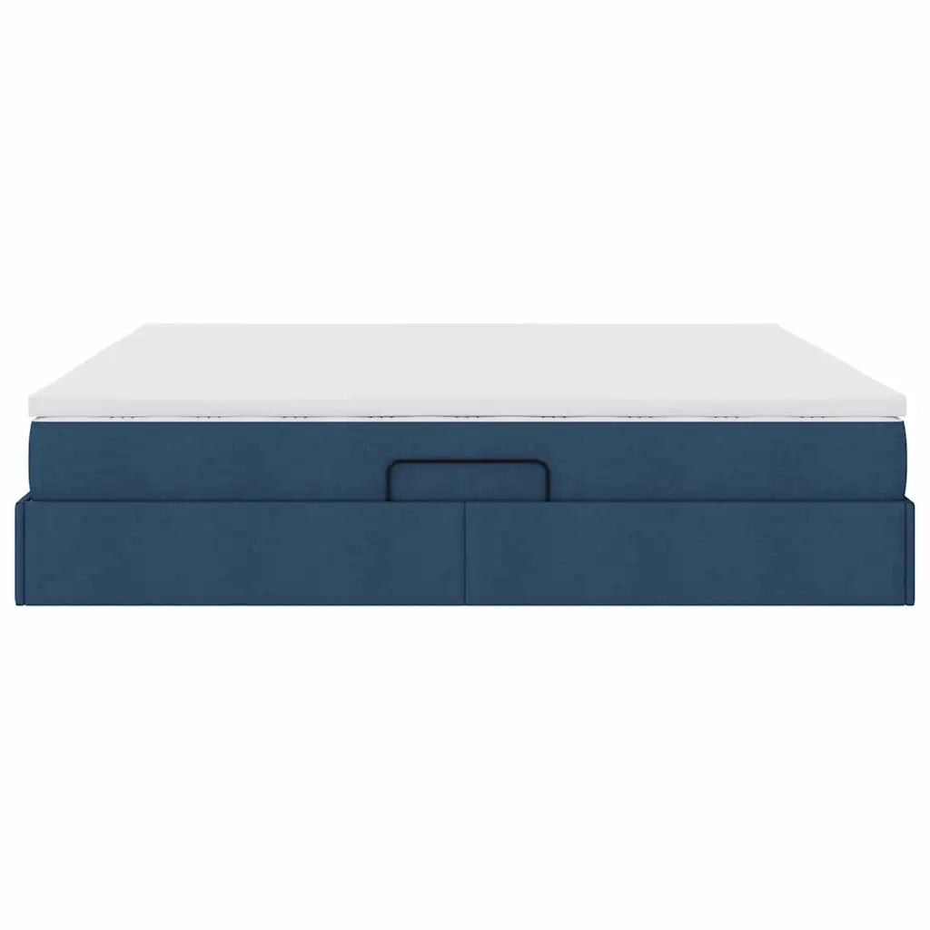 Letto con contenitore e materasso Blu 200 x 200 cm Poliestere