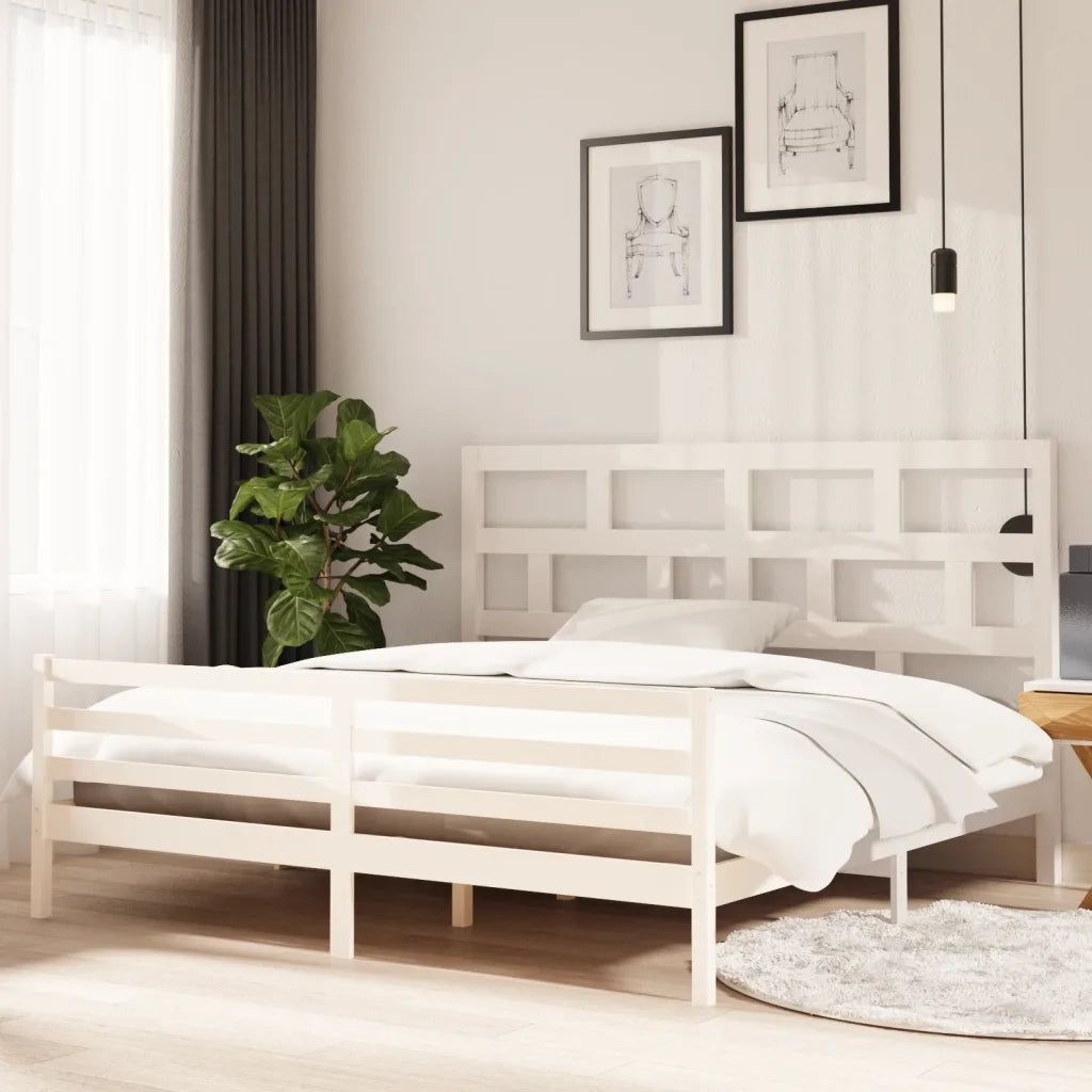 Giroletto-Struttura Letto Bianco in Legno Massello di Pino 200x200 cm 796292