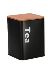 BARATTOLO TEA IN METALLO CON COPERCHIO IN BAMBOO Nero