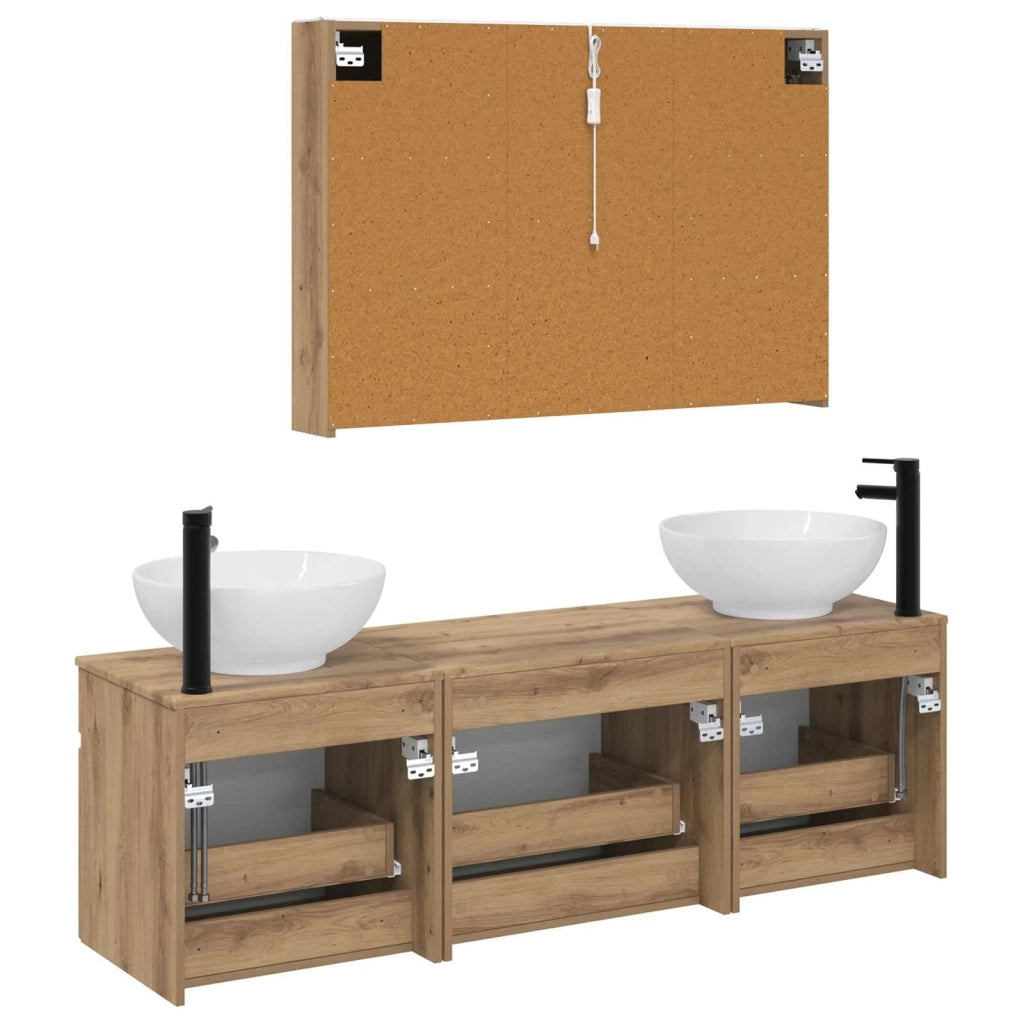 Set di Armadi da Bagno 4 pcs Rovere Artigianale 3406630