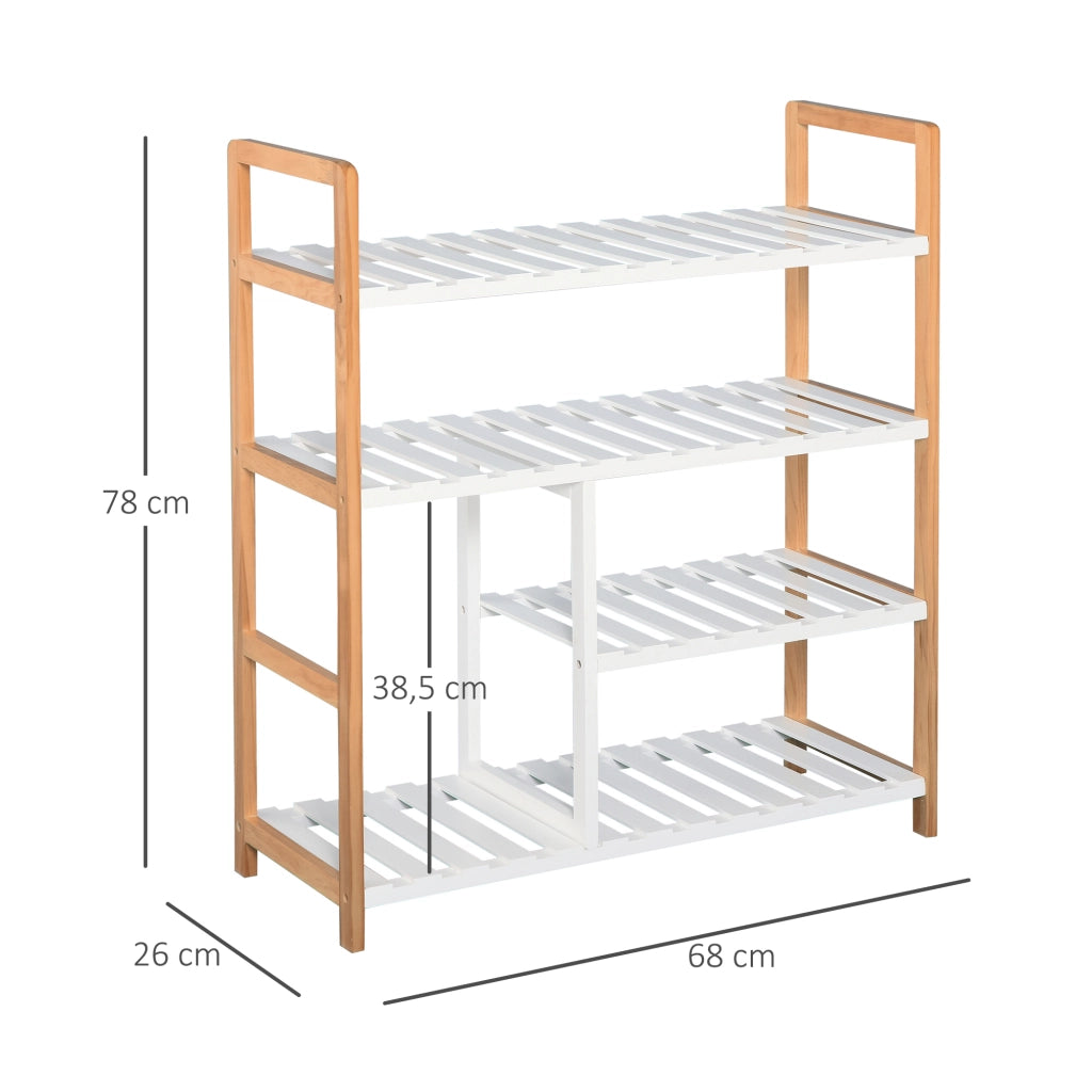 Scarpiera 4 Ripiani ¨C zephmum ¨C Legno di Pino MDF Bianco 60x25x80 cm