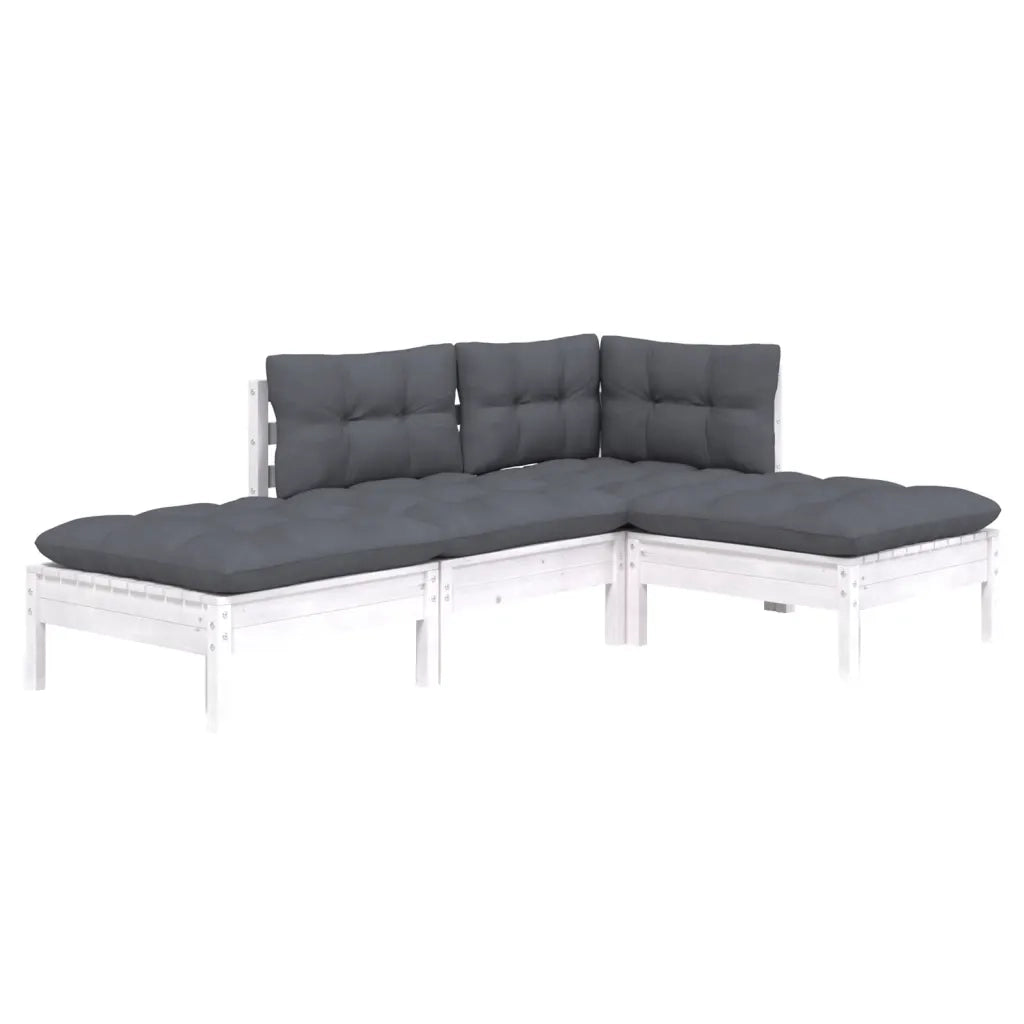 Set Salotto da Giardino 4 pz | Set di Mobili da Esterno con Cuscini Legno Massello di Pino