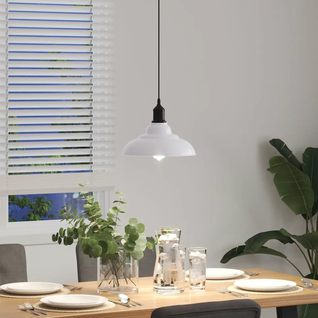 Lampada Sospensione Regolabile E27 Bianco Lucido Ø31cm Metallo 4103442