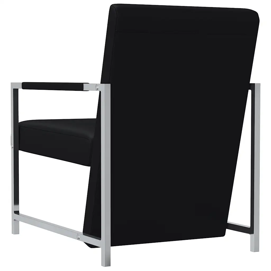 Poltrone 2 pz con Telaio Cromato Nere in Similpelle
