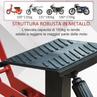 Cavalletto Alzamoto ad Altezza Regolabile con Manovella, in Acciaio e Gomma, 28x17.5x24.5-35.5 cm, Nero e Rosso