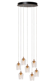 Lampada sospesa BERLIANE 7x LED vetro oro nero Lucide
