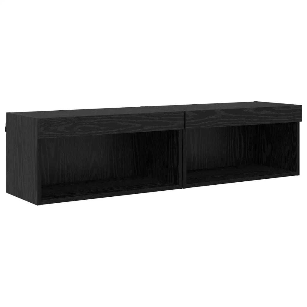 Set di Mobiletto da TV a Parete con led 6 pcs Rovere Nero 3402997