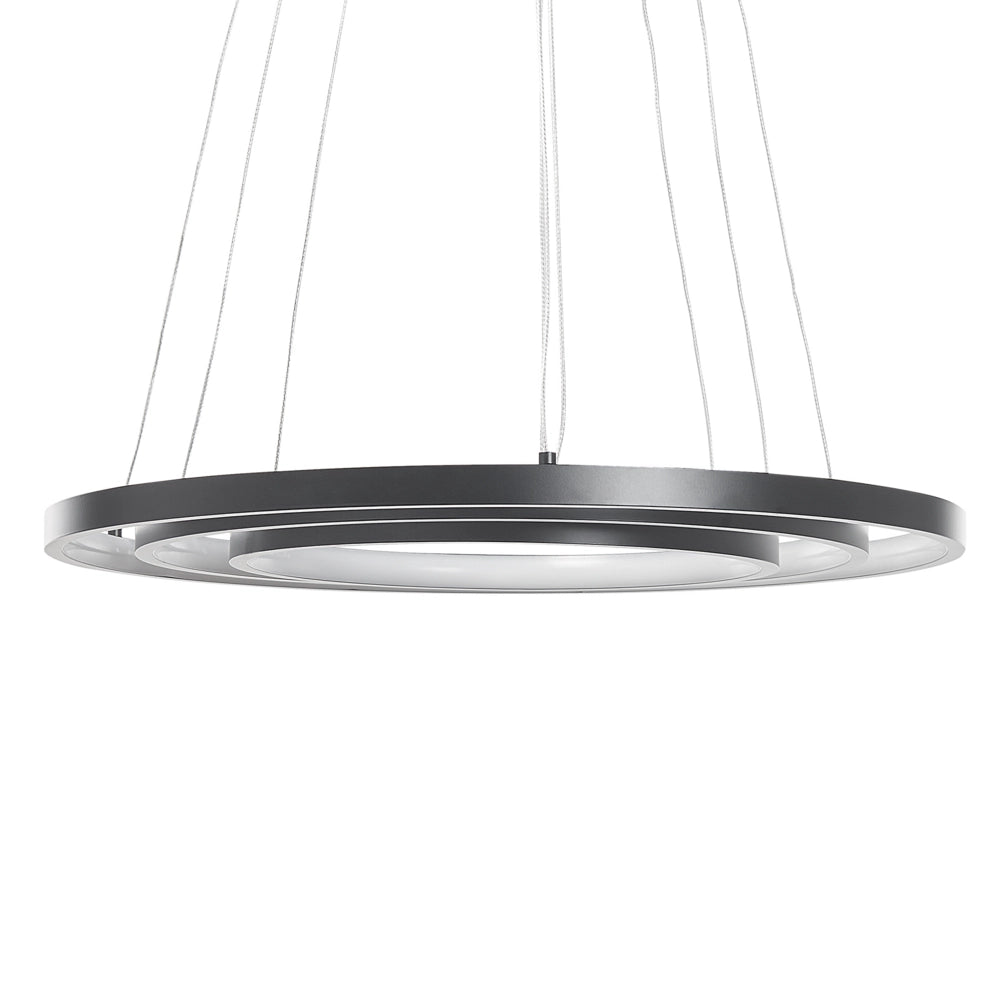 Lampada a Sospensione Moderna Illuminazione Integrata LED 3 Anelli Tondi Nero