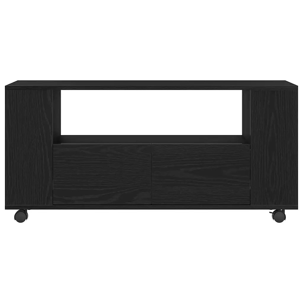 Mobile Porta TV con Ruote-Credenza per TV Rovere Nero 102x34,5x43 cm Truciolato