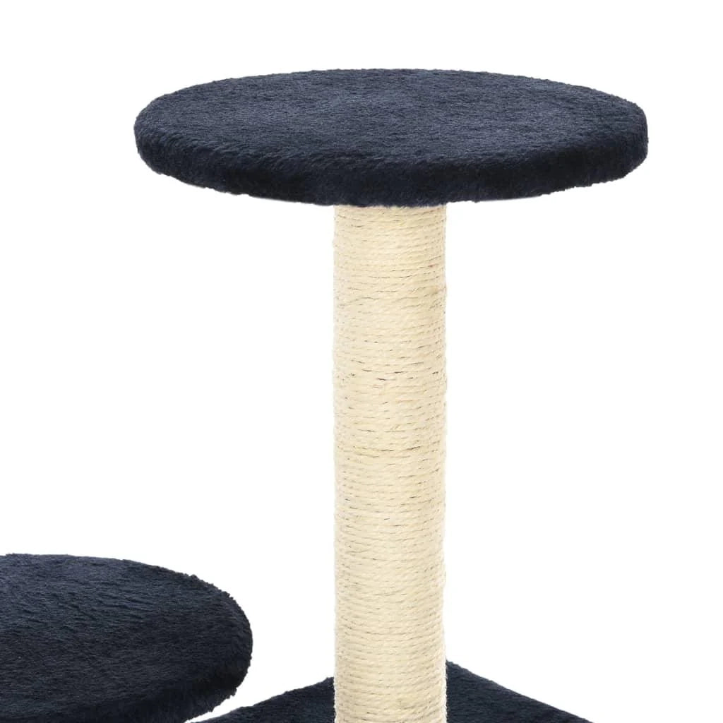 Tiragraffi albero per gatti cuccia per gatti peluche in sisal 60 cm blu scuro 3702127