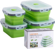 Set di contenitori di conservazione alimentare siliconici, 4 pezzi, ripiegabili, contenitori di conservazione alimentare siliconici, set di contenitori di pane, set di contenitori di conservazione alimentare, set di contenitori di pane siliconici