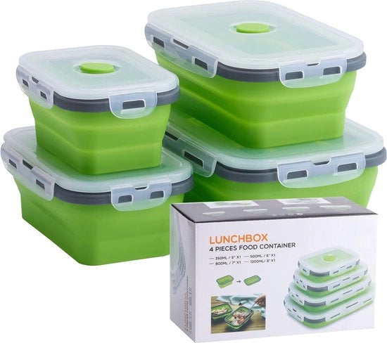 Set di contenitori di conservazione alimentare siliconici, 4 pezzi, ripiegabili, contenitori di conservazione alimentare siliconici, set di contenitori di pane, set di contenitori di conservazione alimentare, set di contenitori di pane siliconici