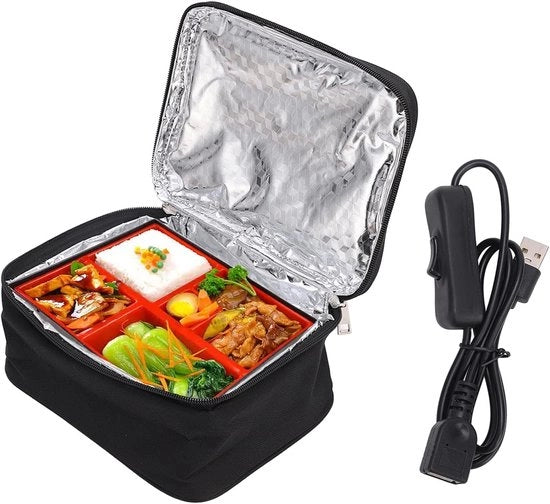 Magnetron Eten Warmer Portatile con Tessuto Oxford Impermeabile - Scatola di Lusso USB per Auto, Viaggi e Campeggio