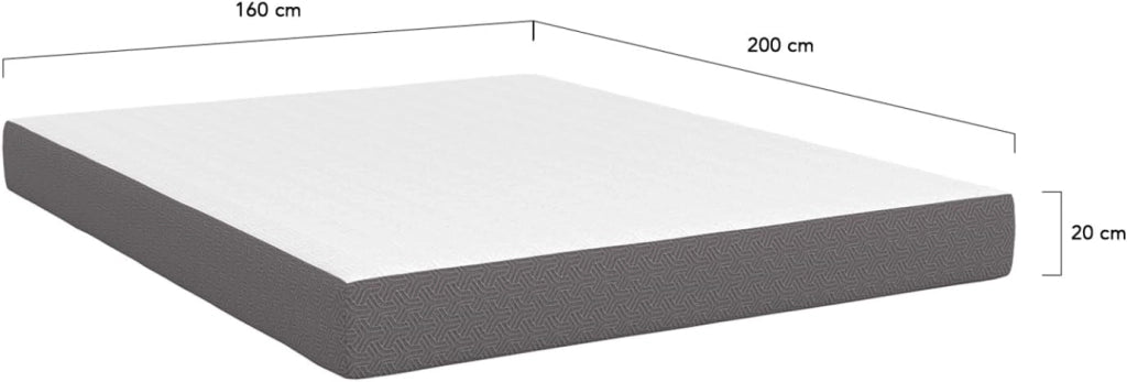 Colchón de espuma viscoelástica de 160 x 200 cm, 20 cm de grosor