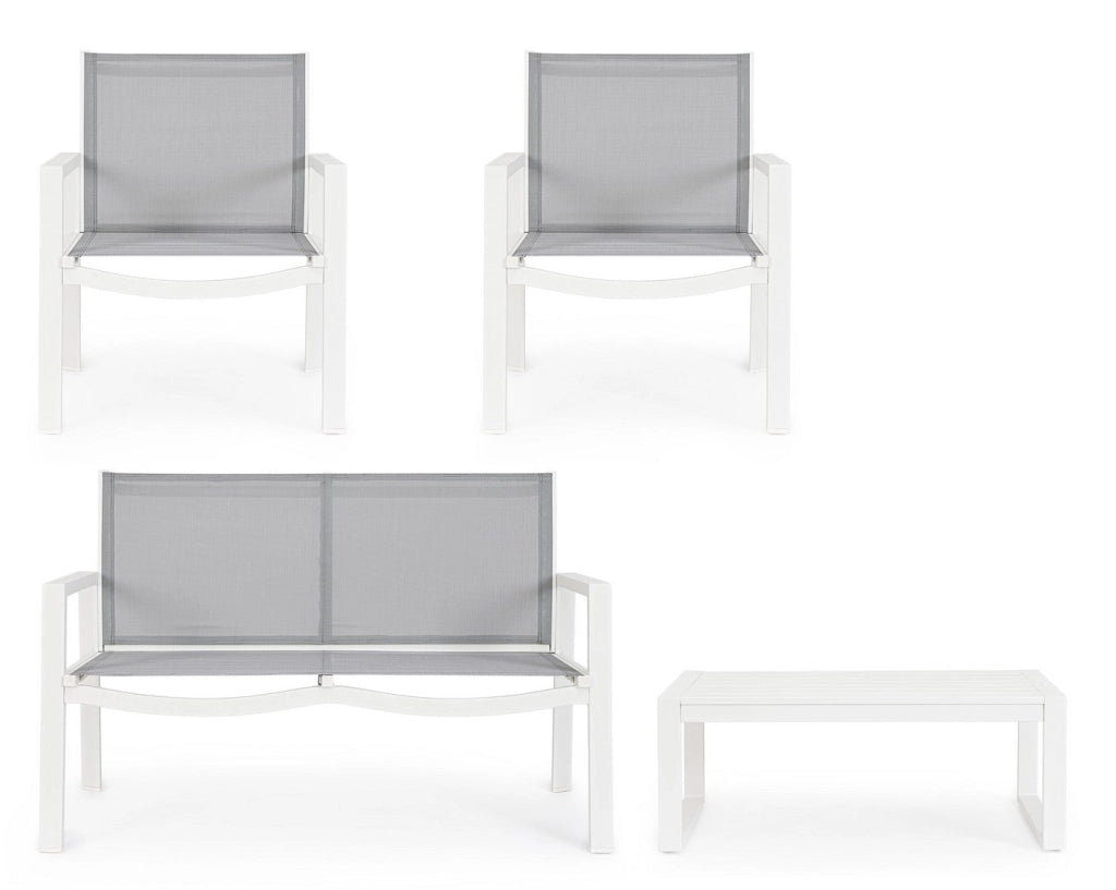 Set Tavolo e 3 Sedie da Giardino in Alluminio Kallen Bianco