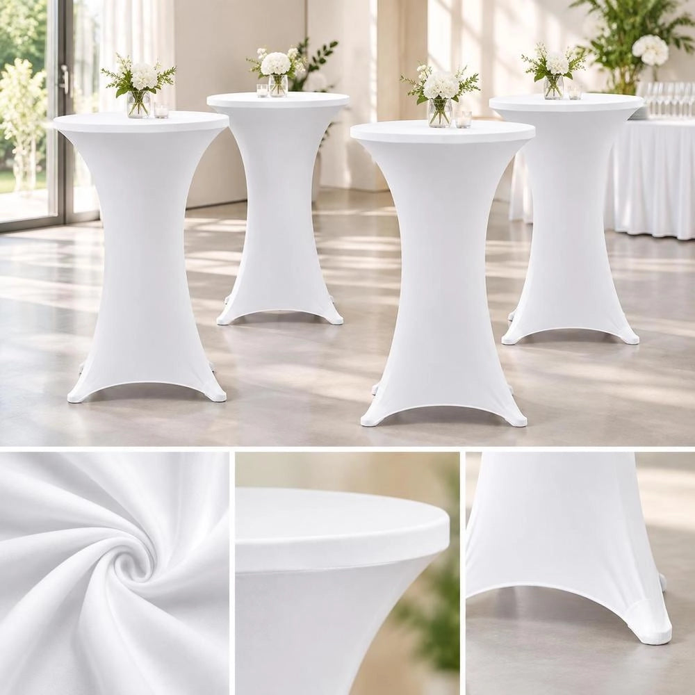 Standing Table Covers, 4 Pieces, 60 Cm, White Stretch