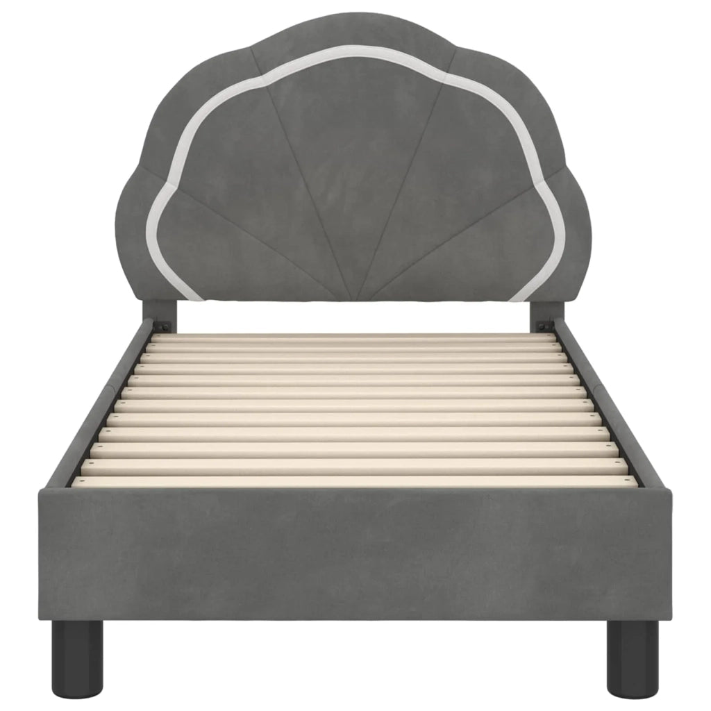 Struttura letto per bambini con testata Grigio Scuro Velluto