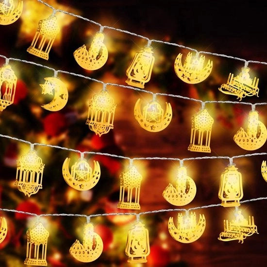Luci da Terra con 20 LED per Feste di Ramadan e Eid - Lampada da Esterno con Batteria - Luminaria per Eid Mubarak - Decorazioni per Eid Al Adha - Decorazione Esterna per Feste di Ramadan - Fornitura per Feste