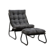 Chaise longue da esterno con poggiapiedi e cuscino imbottito; schienale reclinabile in acciaio grigio
