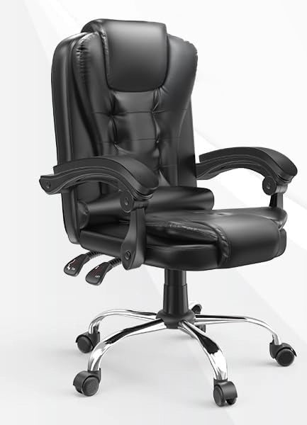 FENIXSHOP24 Poltrona/Sedia Ufficio Ergonomica Presidenziale Reclinabile e Direzionabile con Braccioli Imbottiti e Altezza Regolabile,con rotelle – Nera HLD-809