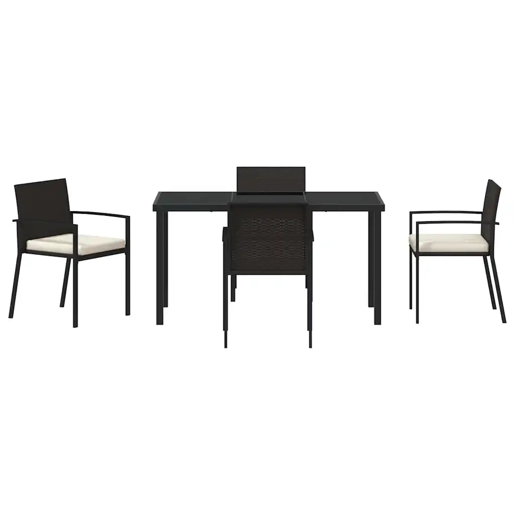 Set da Pranzo per Giardino 5 pz | Set Salotto da Giardino Nero