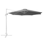 Ombrellone da giardino Tendalino grigio scuro Palo in acciaio bianco 240 cm Cantilever resistente agli agenti atmosferici meccanismo manovella