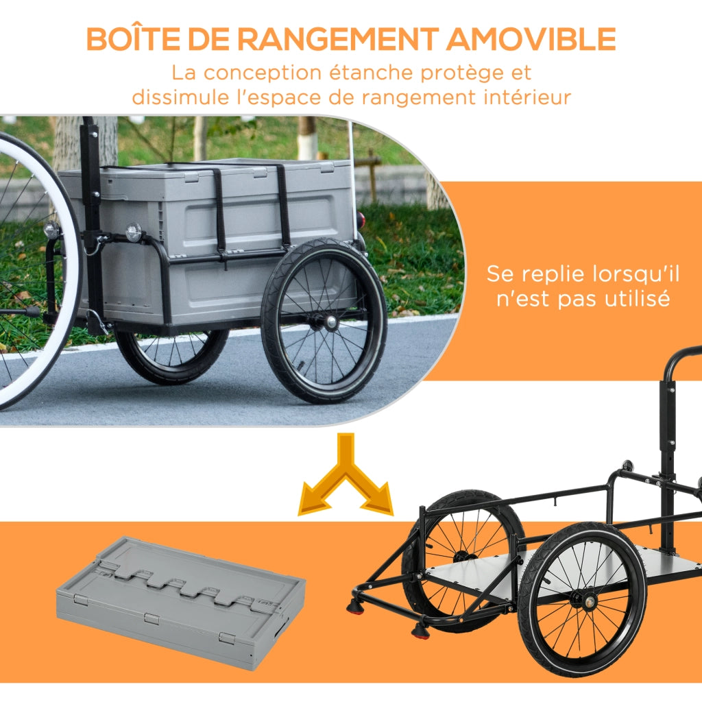 Rimorchio bici pieghevole 65L ¨C zephmum ¨C grigio, max 40KG