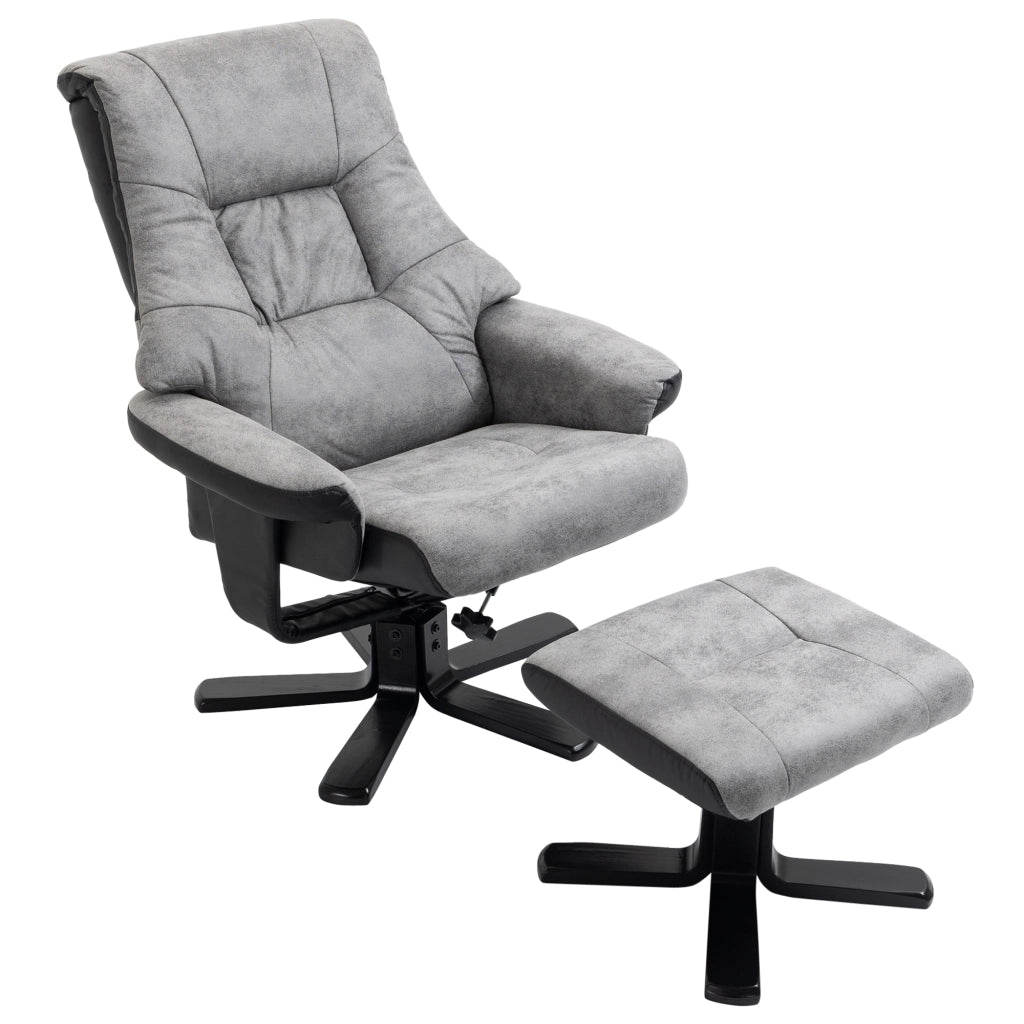 Poltrona relax reclinabile girevole 360¡ã con poggiapiedi ¨C zephmum ¨C tessuto microfibra grigio