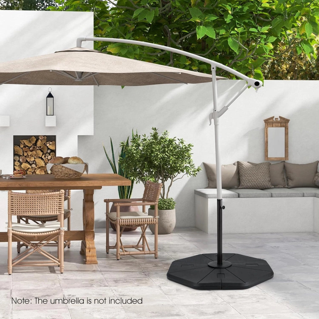 Set di 4 piedini per ombrellone, riempiti con acqua o sabbia, set di 4 piastrelle per ombrelloni in HDPE, supporto per ombrellone per spiaggia, giardino, balcone, terrazzo, ottagonale, 116 x