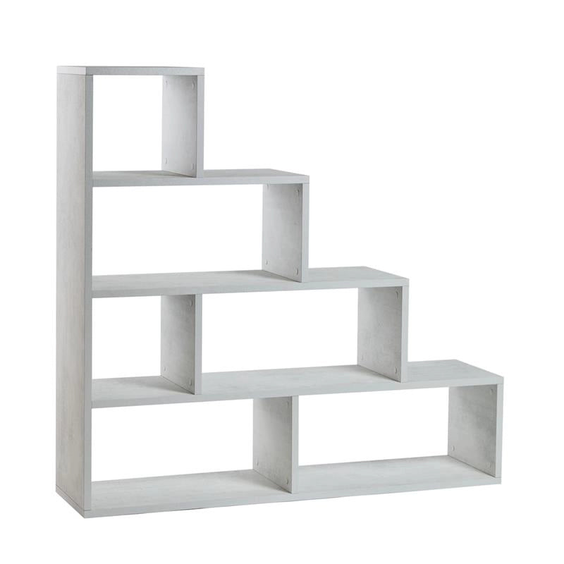SCAFFALE A LIBRERIA DI DESIGN A SCALA L IN LEGNO DIMENSIONI 144X150X38 CM, COLORE OSSIDO BIANCO