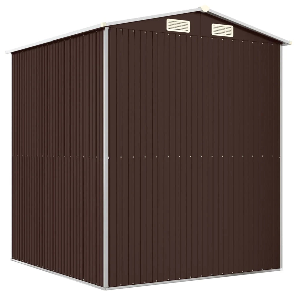 Casetta da giardino cabina ripostiglio capanno da esterno capanno per attrezzi robusta scura 192 x 191 x 223 cm acciaio zincato marrone 02_0022317