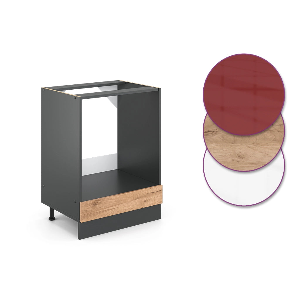 Mobile per forno da incasso R-Line Rovere dorato/Antracite 60 cm PL Marmo Vicco