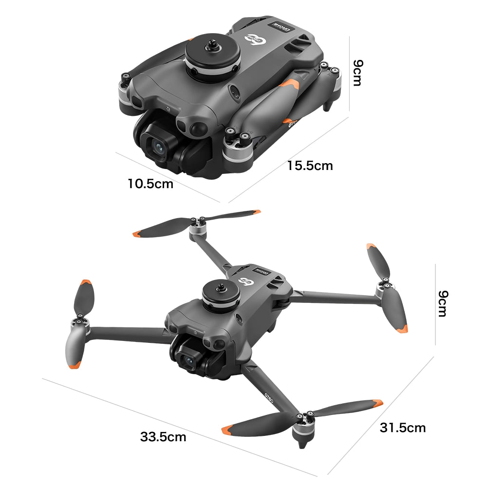 Drone pieghevole con telecamera GT60 720P GPS 3 batterie 3.7V 2650mAh 60 min schermo 4.3 evitatore ostacoli 245g gimbal 90 gradi 5G 12+ EIS borsa 6 CH