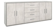 Mobile Basso 4 Ante 4 Cassetti 203x84x41 cm Cemento/Ossido Bianco
