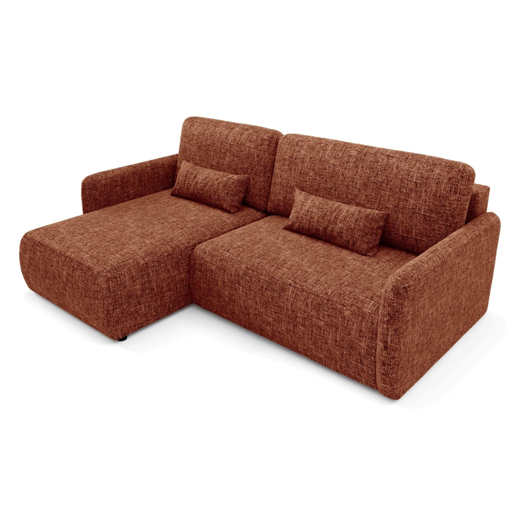 Pagno, Divano Letto con Penisola Contenitore, 207x148 cm Arancione Scuro